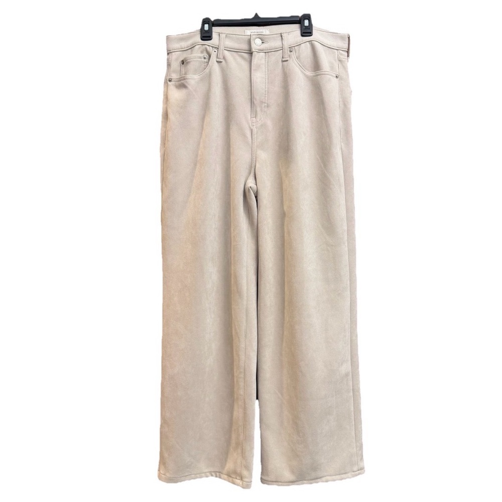 Banana Republic Women’s 31/12 Ultra High-Rise Wide Leg Suede Pants Gray‎ Cream